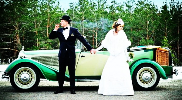 Ретро автомобиль Dampf Kraft Wagen на свадьбу съемки