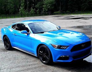 Ford Mustang купе голубой на прокат заказать в киеве