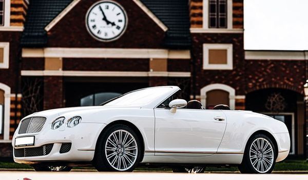 Bentley Continental GT белый кабриолет на свадьбу съемки