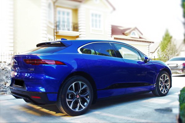 Jaguar I pace синий на свадьбу съемки заказать в аренду на прокат