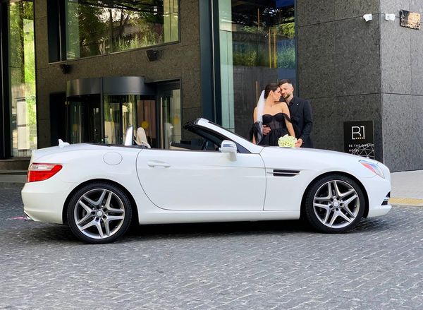 Mercedes SLK 250 белый прокат кабриолетов аренда кабриолета на свадьбу